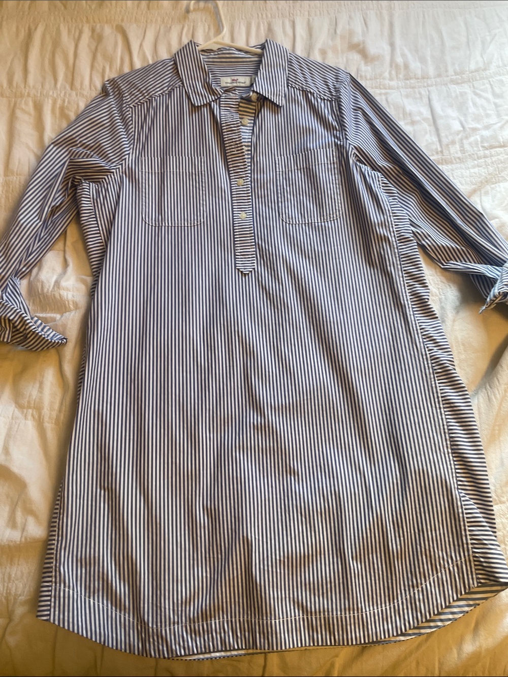 Vineyard Vines Blue and White Striped Midi Shirt Dress